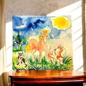 Hand signed original watercolor painting "New Colt"